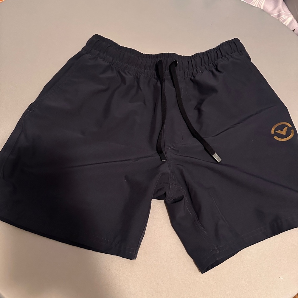 Virus Men's Navy Shorts with Gold Logo